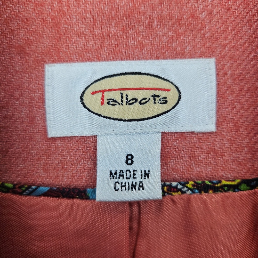 Talbots Women's Coral Pink Wool/Viscose Blend Blazer Size 8 Button Front Jacket - Picture 2 of 11